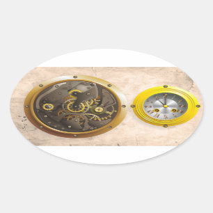 Steampunk Uhr Oval Sticker