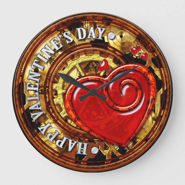 Steampunk Valentine 1A Wall Clock Options (Front)