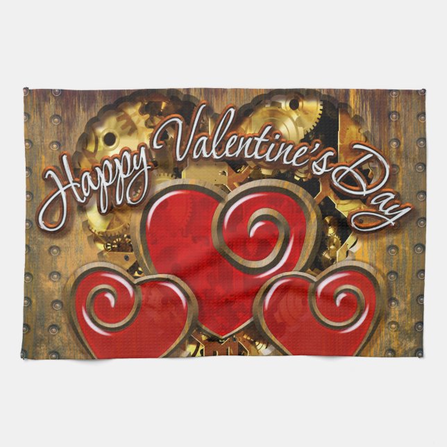 Steampunk Valentine 3 Kitchen Towel (Horizontal)
