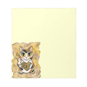 Steampunk Valentine Cat Heart Locket Key Notepad