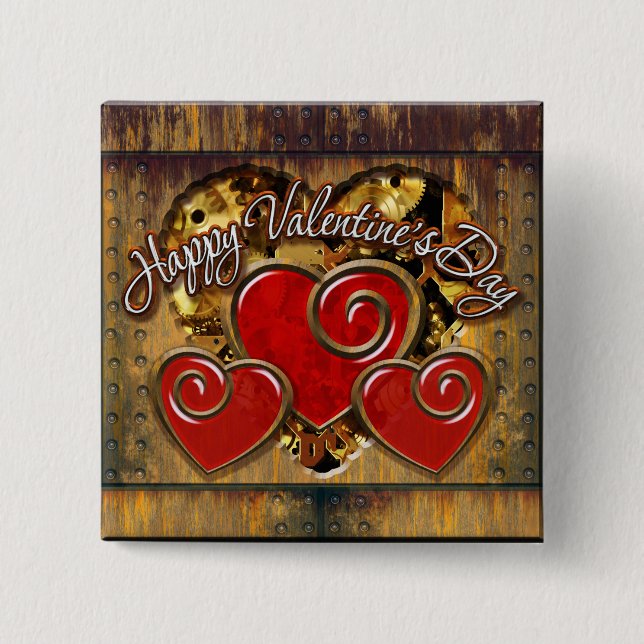 Steampunk Valentine's Day 3 15 Cm Square Badge (Front)