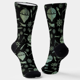 Steampunk Verdigris Balloons Subtly Monogrammed Socks