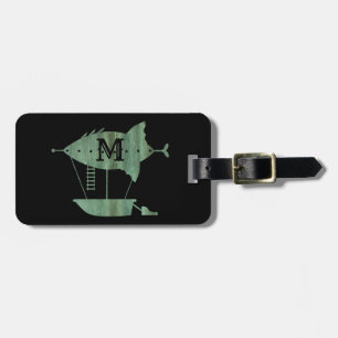 Steampunk Verdigris Bronze Airship Custom Monogram Luggage Tag