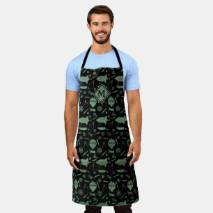 Steampunk Verdigris Bronze Airships Monogram Apron