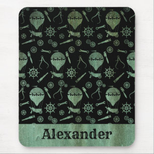Steampunk Verdigris Bronze Balloons Custom Name Mouse Pad