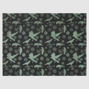 Steampunk Verdigris Bronze Gears and Crows Tissue Paper