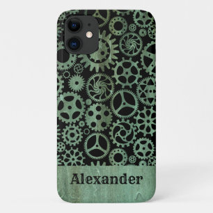 Steampunk Verdigris Bronze Gears Custom Name Case-Mate iPhone Case
