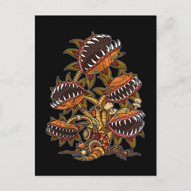 Steampunk Victorian Carnivorous Plant Venus Fly Postcard (Front)