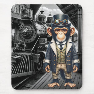 Steampunk Victorian Chimpanzee World Traveller Mouse Pad