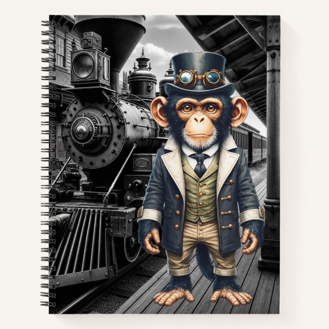 Steampunk Victorian Chimpanzee World Traveller Notebook (Front)