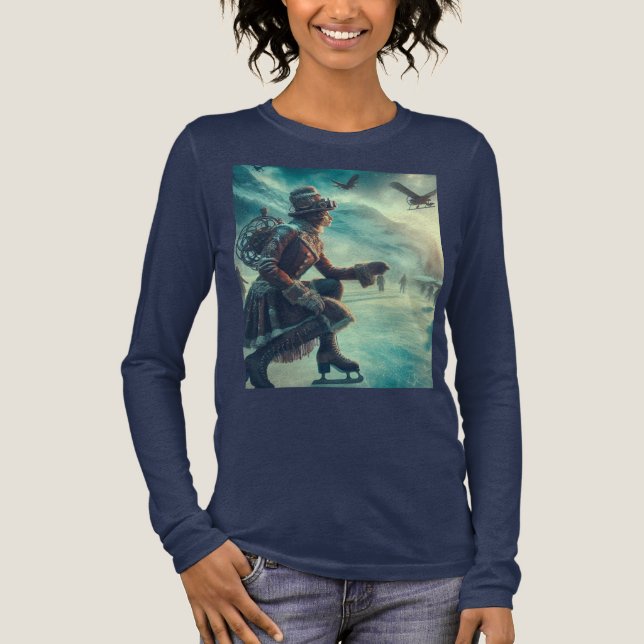 Steampunk Victorian Fantasy Winter Messenger Tri-Blend Shirt (Front)