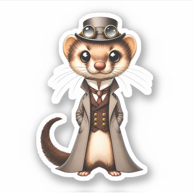 Steampunk Victorian Ferret World Traveller (Front)