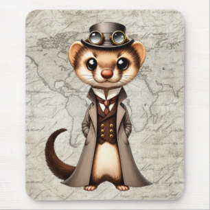 Steampunk Victorian Ferret World Traveller Mouse Pad