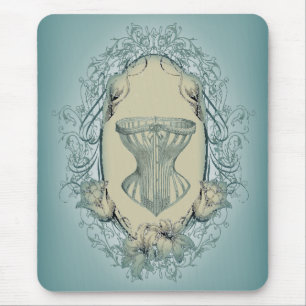 steampunk victorian floral wreath vintage corset mouse pad