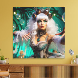 Steampunk Victorian Futuristic Green Dancer Canvas Print