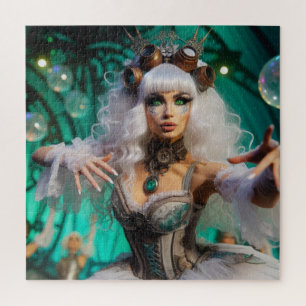 Steampunk Victorian Futuristic Green Dancer Jigsaw Puzzle