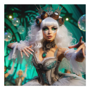 Steampunk Victorian Futuristic Green Dancer Photo Print
