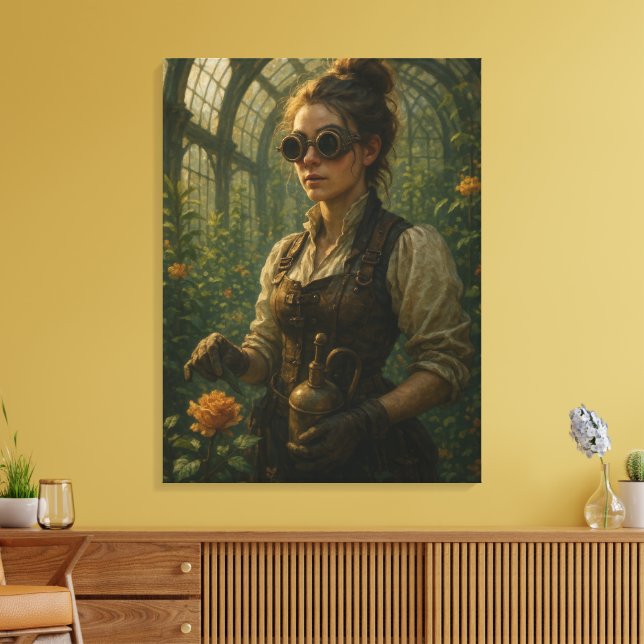 Steampunk Victorian Gardener Art Canvas Print (Insitu(LivingRoom))