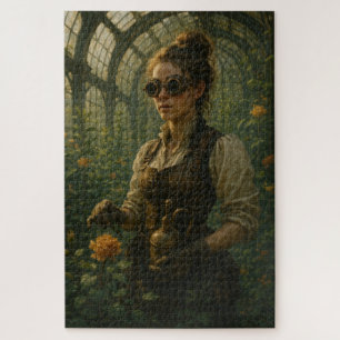 Steampunk Victorian Gardener Art Jigsaw Puzzle