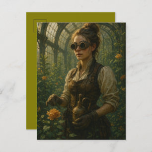 Steampunk Victorian Gardener Art Postcard