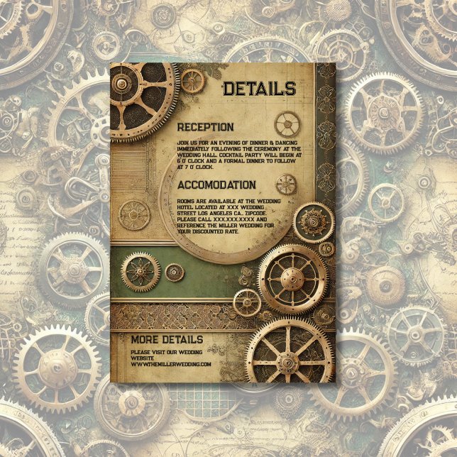 Steampunk Victorian Gearwork Wedding Enclosure Card (Creator Uploaded)