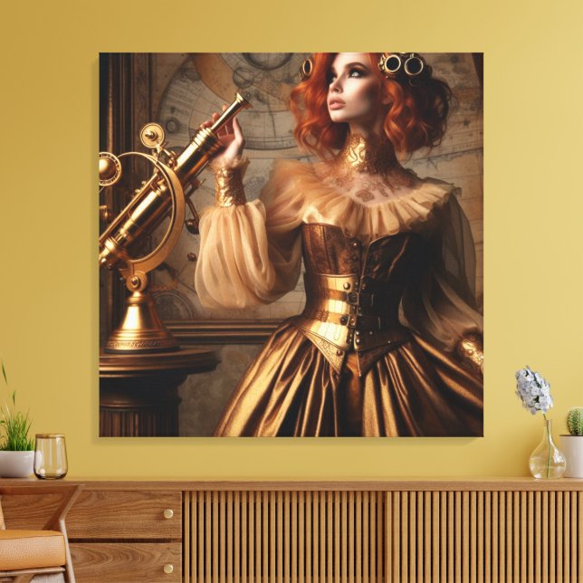 Steampunk Victorian Gold Astronomer Canvas Print (Insitu(LivingRoom))