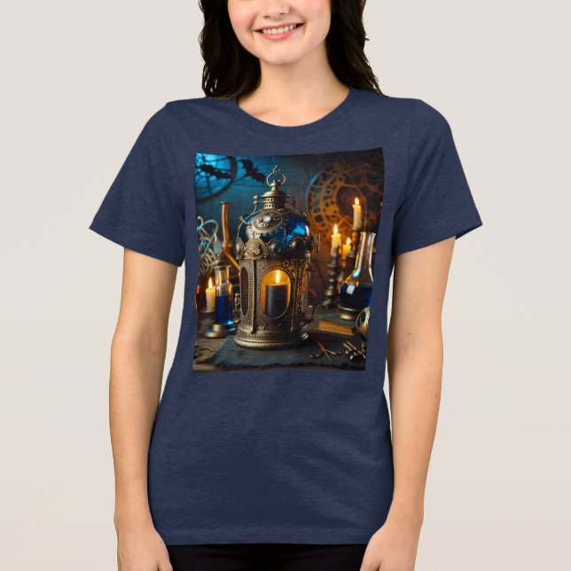 Steampunk Victorian Gothic Scientists Lab Lantern Tri-Blend Shirt (Front)