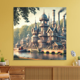 Steampunk Victorian Industrial Factory  Canvas Print