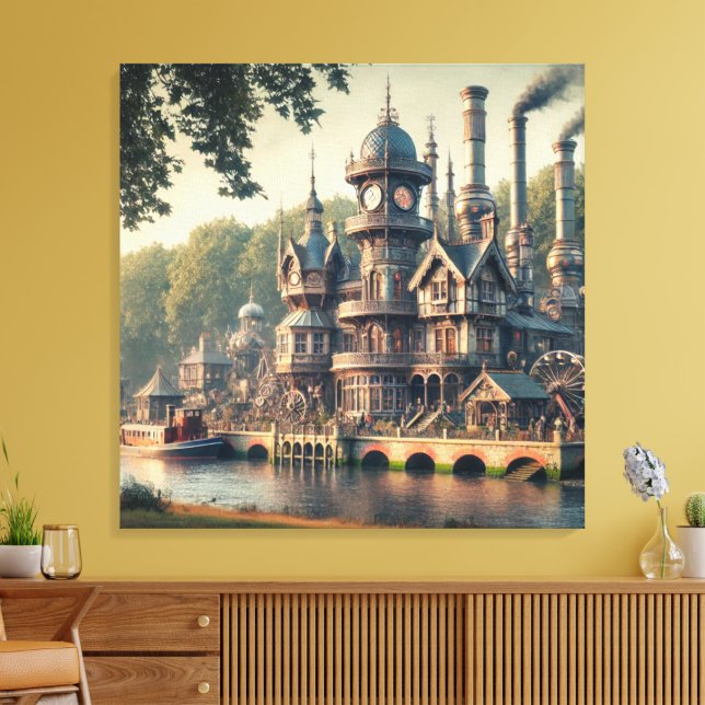 Steampunk Victorian Industrial Factory  Canvas Print (Insitu(LivingRoom))