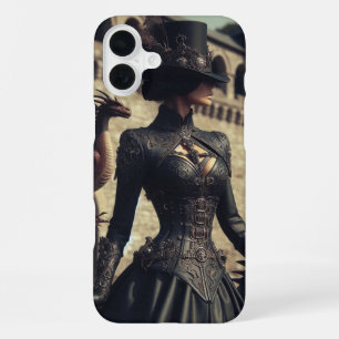 Steampunk Victorian Industrial Lady Dragon Rider iPhone 16 Plus Case
