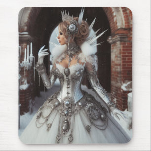 Steampunk Victorian Industrial Winter Ice Queen Mouse Pad