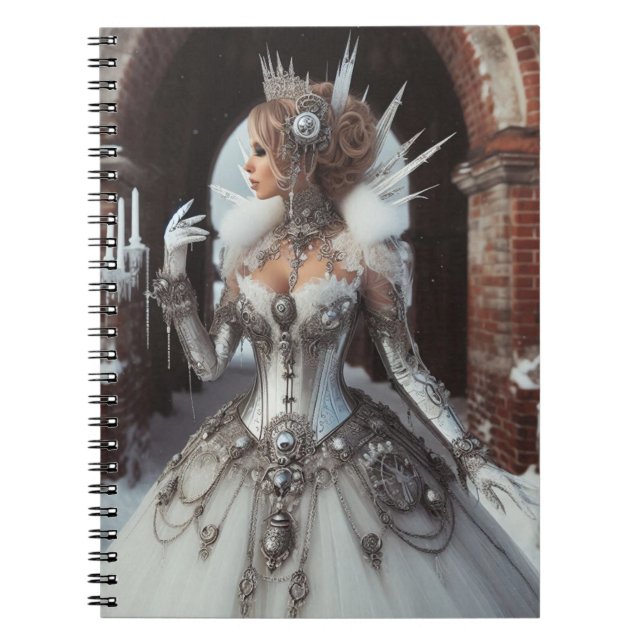 Steampunk Victorian Industrial Winter Ice Queen Notebook (Front)