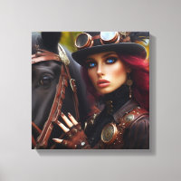 Steampunk Victorian Lady Dark Rider
