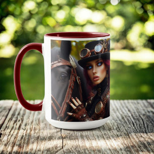 Steampunk Victorian Lady Dark Rider Mug