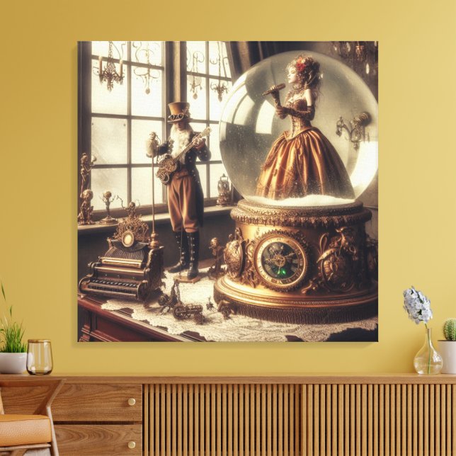 Steampunk Victorian Music Snow Globe Performers Canvas Print (Insitu(LivingRoom))