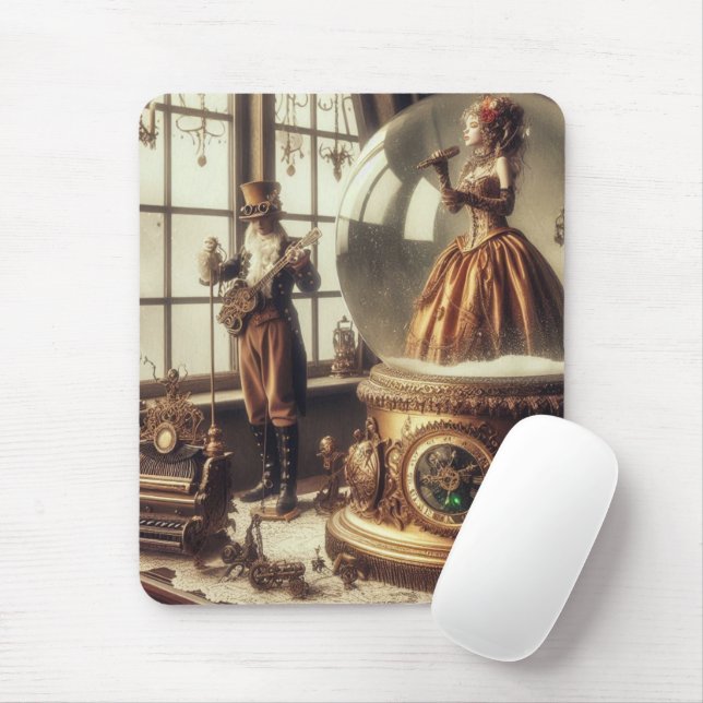 Steampunk Victorian Music Snow Globe Performers Mouse Pad (With Mouse)