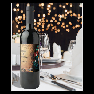 Steampunk Victorian Wedding Wine Label