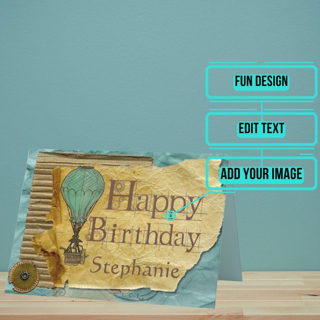 Steampunk Vintage Birthday Card (The art on this card is inspired by steampunk and will make the perfect card)