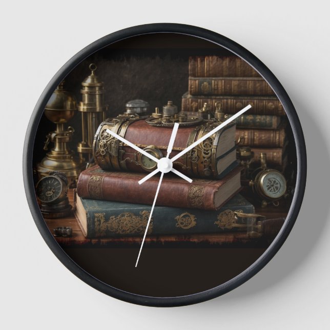Steampunk Vintage Books Clock (Front)
