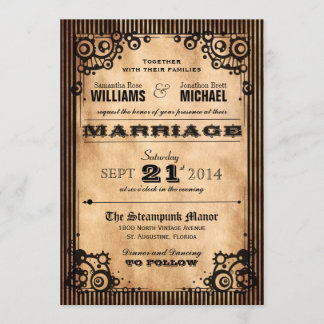 Steampunk Vintage Look Wedding Invitation