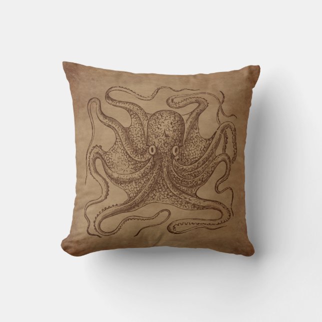 Steampunk Vintage Octopus Cushion (Front)