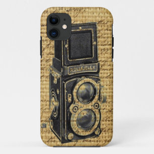 steampunk vintage scripts burlap antique camera Case-Mate iPhone case