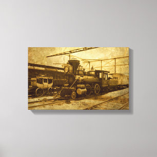 Steampunk Vintage Train on canvas Print