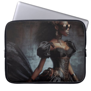 Steampunk Vintage Victorian Lady Black Raven Laptop Sleeve