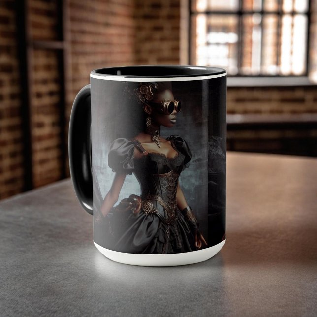 Steampunk Vintage Victorian Lady Black Raven Mug (Creator Uploaded)