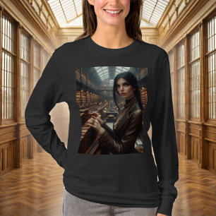 Steampunk Vintage Victorian Lady Librarian  T-Shirt