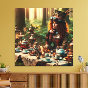 Steampunk Vintage Victorian Lady Mad Hatter Canvas Print