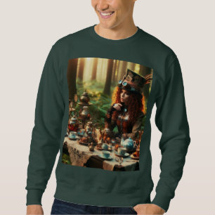 Steampunk Vintage Victorian Lady Mad Hatter Sweatshirt