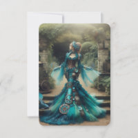 Steampunk Vintage Victorian Lady Teal Mermaid