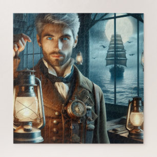 Steampunk Vintage Victorian Lighthouse Keeper Jigsaw Puzzle